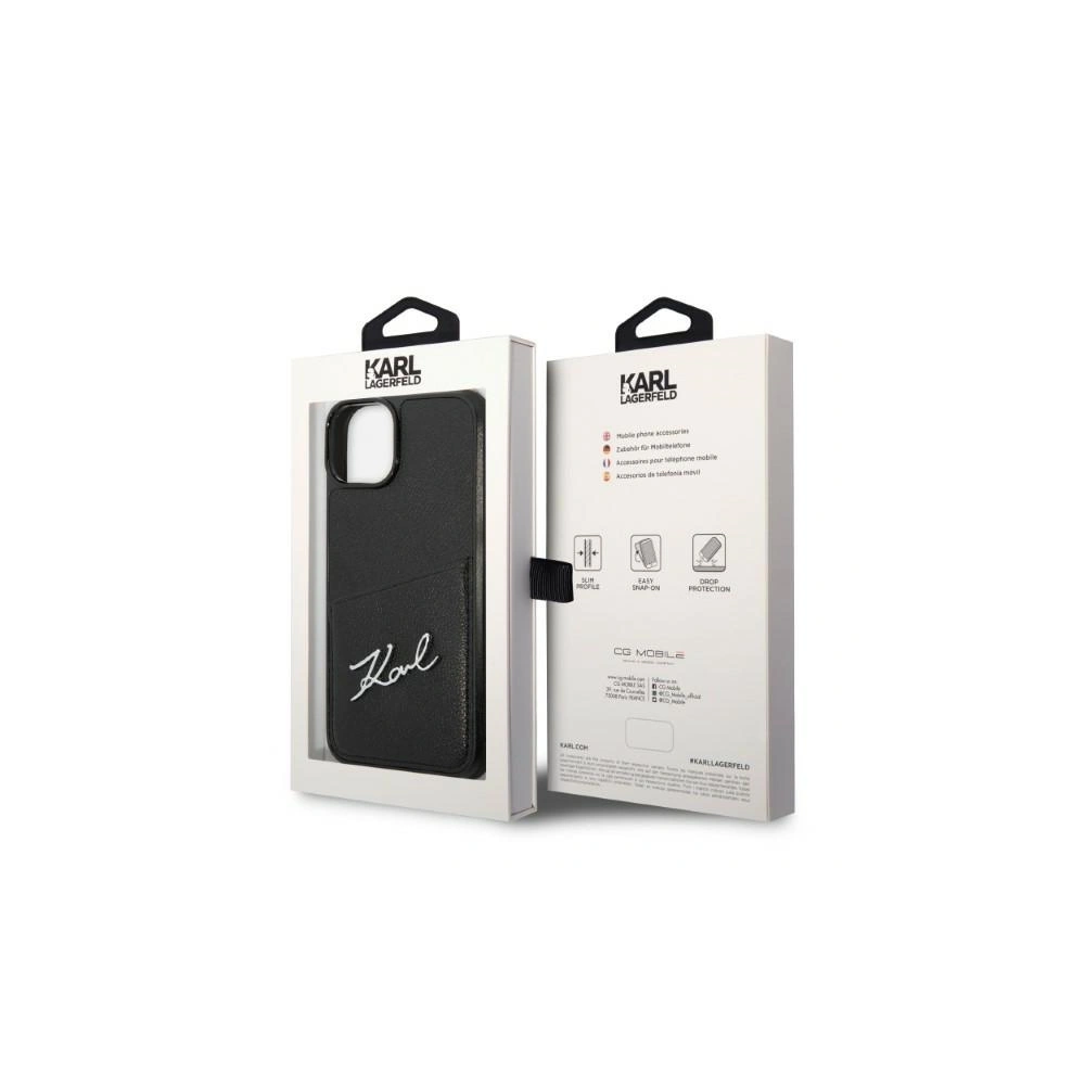 Etui Karl Lagerfeld KLHCP14MCSSK Apple iPhone 14 Plus / 15 Plus hardcase czarny/black Signature Logo Cardslot