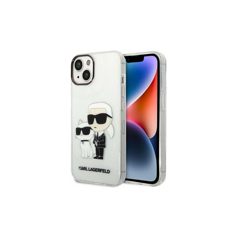 Etui Karl Lagerfeld KLHCP14MHNKCTGT Apple iPhone 14 Plus / 15 Plus transparent hardcase IML GLIT NFT Karl&Choupette