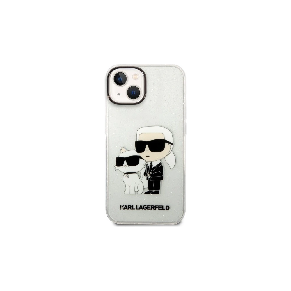 Etui Karl Lagerfeld KLHCP14MHNKCTGT Apple iPhone 14 Plus / 15 Plus transparent hardcase IML GLIT NFT Karl&Choupette