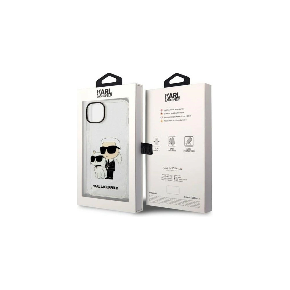 Etui Karl Lagerfeld KLHCP14MHNKCTGT Apple iPhone 14 Plus / 15 Plus transparent hardcase IML GLIT NFT Karl&Choupette