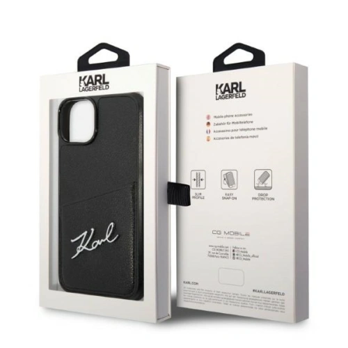 Kup Etui Karl Lagerfeld KLHCP14SCSSK Apple iPhone 14 hardcase czarny/black Signature Logo Cardslot - KLD1239 - {ean13} - Sklep Home Screen
