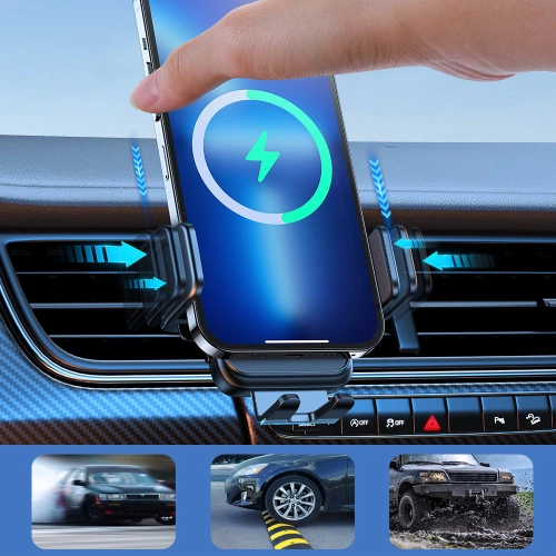 Kup Uchwyt samochodowy automatyczny z ładowarką bezprzewodową Joyroom 15W Qi na kratkę wentylacyjną nawiew czarny (JR-ZS298 air vent) - JYR523 - {ean13} - Sklep Home Screen