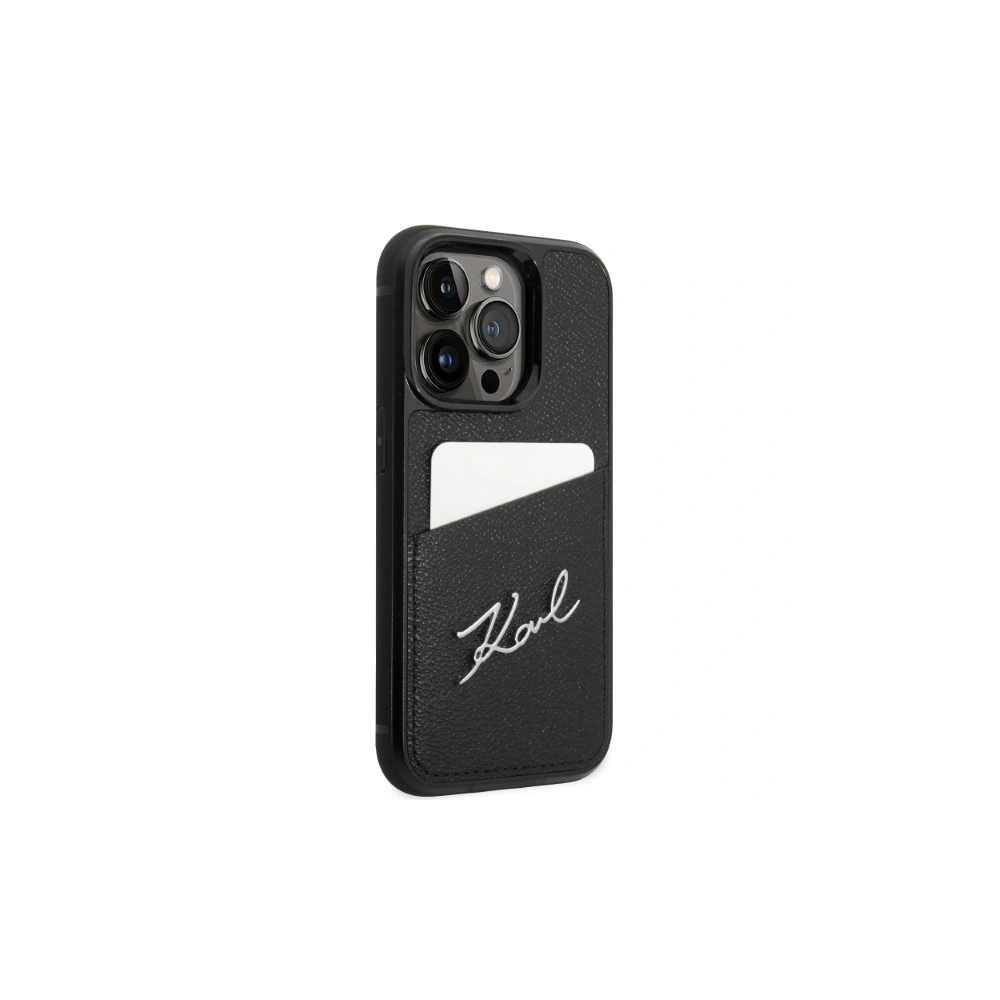 Etui Karl Lagerfeld KLHCP14XCSSK Apple iPhone 14 Pro Max hardcase czarny/black Signature Logo Cardslot