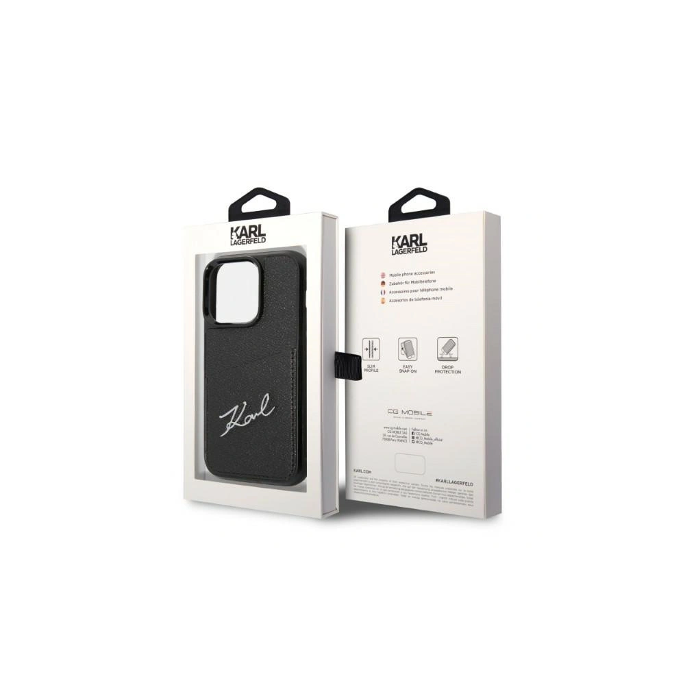 Etui Karl Lagerfeld KLHCP14XCSSK Apple iPhone 14 Pro Max hardcase czarny/black Signature Logo Cardslot