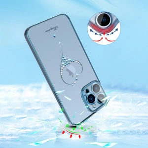 Etui Kingxbar Wish Swarovski Apple iPhone 13 Pro niebieski