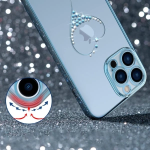 Etui Kingxbar Wish Swarovski Apple iPhone 13 Pro Max niebieski