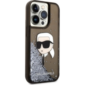 Karl Lagerfeld KLHCP14XLNKHCK Apple iPhone 14 Pro Max black hardcase Glitter NFT Karl Head