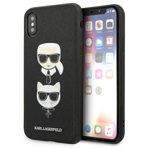 Kup Etui Karl Lagerfeld KLHCPXSAKICKCBK Apple iPhone XS/X černý/black hardcase Saffiano Ikonik Karl&Choupette Head - KLD1252 - {ean13} - Sklep Home Screen