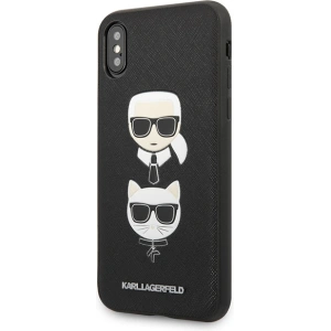 Kup Case Karl Lagerfeld KLHCPXSAKICKCBK Apple iPhone XS/X schwarz/black Hardcase Saffiano Ikonik Karl&Choupette Head - KLD1252 - {ean13} - Sklep Home Screen