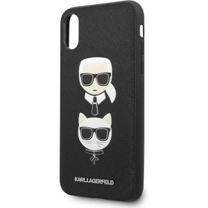 Kup Case Karl Lagerfeld KLHCPXSAKICKCBK Apple iPhone XS/X schwarz/black Hardcase Saffiano Ikonik Karl&Choupette Head - KLD1252 - {ean13} - Sklep Home Screen