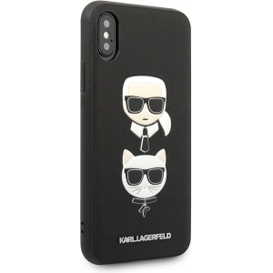 Kup Case Karl Lagerfeld KLHCPXSAKICKCBK Apple iPhone XS/X schwarz/black Hardcase Saffiano Ikonik Karl&Choupette Head - KLD1252 - {ean13} - Sklep Home Screen