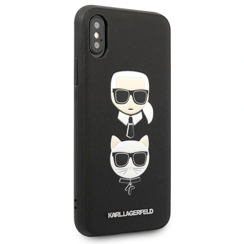 Kup Etui Karl Lagerfeld KLHCPXSAKICKCBK Apple iPhone XS/X negru/black hardcase Saffiano Ikonik Karl&Choupette Head - KLD1252 - {ean13} - Sklep Home Screen