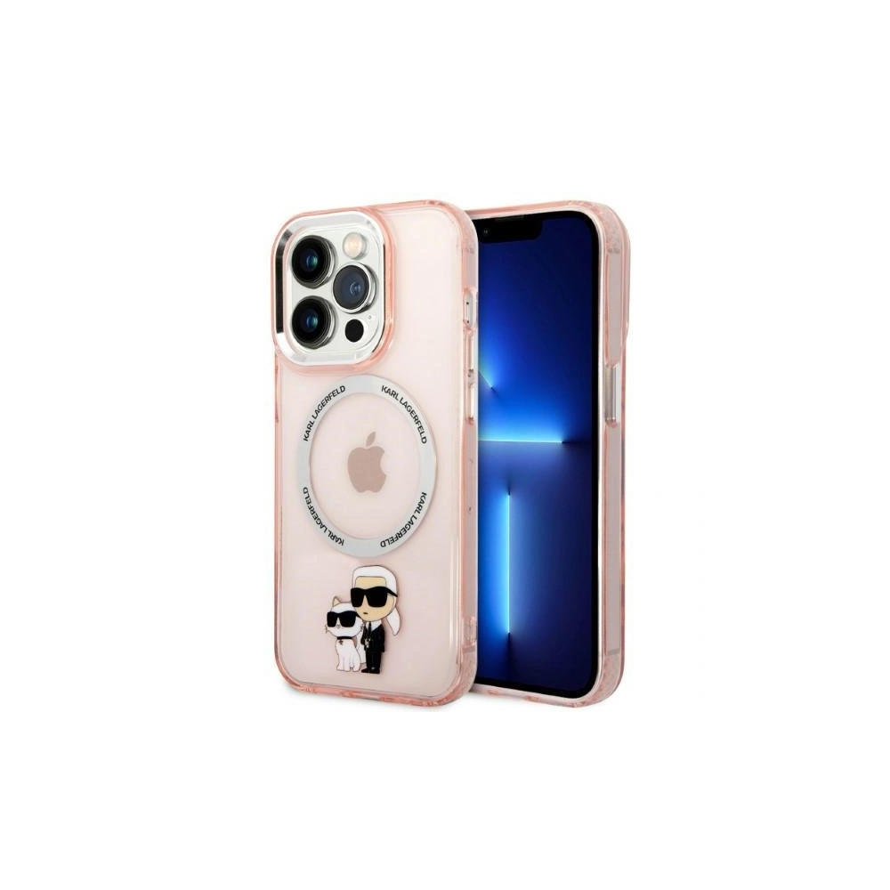 Etui Karl Lagerfeld KLHMP14XHNKCIP Apple iPhone 14 Pro Max hardcase różowy/pink IML NFT Karl&Choupette Magsafe