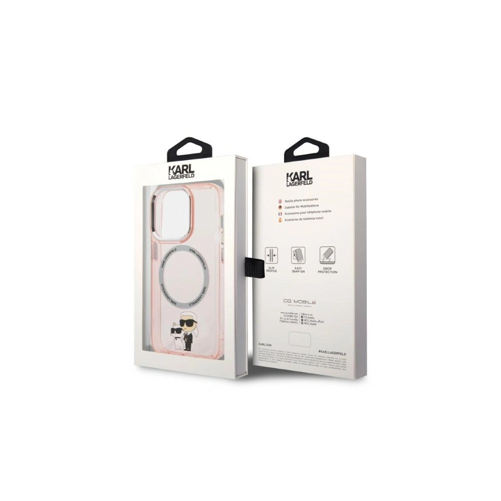 Etui Karl Lagerfeld KLHMP14XHNKCIP Apple iPhone 14 Pro Max hardcase różowy/pink IML NFT Karl&Choupette Magsafe
