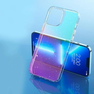 Etui Kingxbar Elegant Apple iPhone 13 różowo-przezroczysty (brokat)