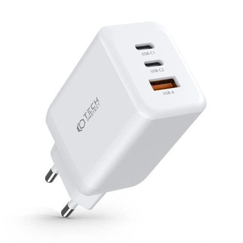 Kup Încărcător de rețea Tech-Protect C65W Încărcător de rețea cu 3 porturi PD 65W QC 3.0 Alb - THP1543 - {ean13} - Sklep Home Screen