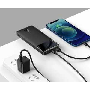 Powerbank Baseus Bipow Display 10000mAh 15W czarny (Overseas Edition) + kabel USB-A/microUSB 0.25m czarny
