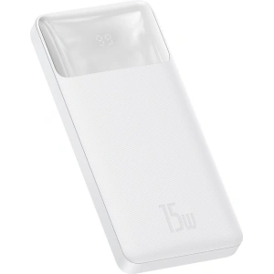 Powerbank Baseus Bipow Display 10000mAh 15W biały (Overseas Edition) + kabel USB-A/microUSB 0.25m biały