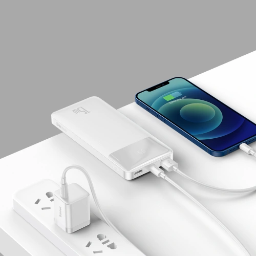Kup Powerbank Baseus Bipow Display 10000mAh 15W bílý (Overseas Edition) + kabel USB-A/microUSB 0.25m bílý - BSU3676 - {ean13} - Sklep Home Screen
