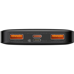 Powerbank Baseus Bipow 10000mAh 20W black (Overseas Edition) + USB-A/microUSB cable 0.25m black