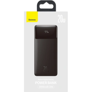 Powerbank Baseus Bipow 10000mAh 20W black (Overseas Edition) + USB-A/microUSB cable 0.25m black