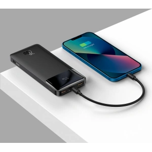 Powerbank Baseus Bipow 10000mAh 20W black (Overseas Edition) + USB-A/microUSB cable 0.25m black