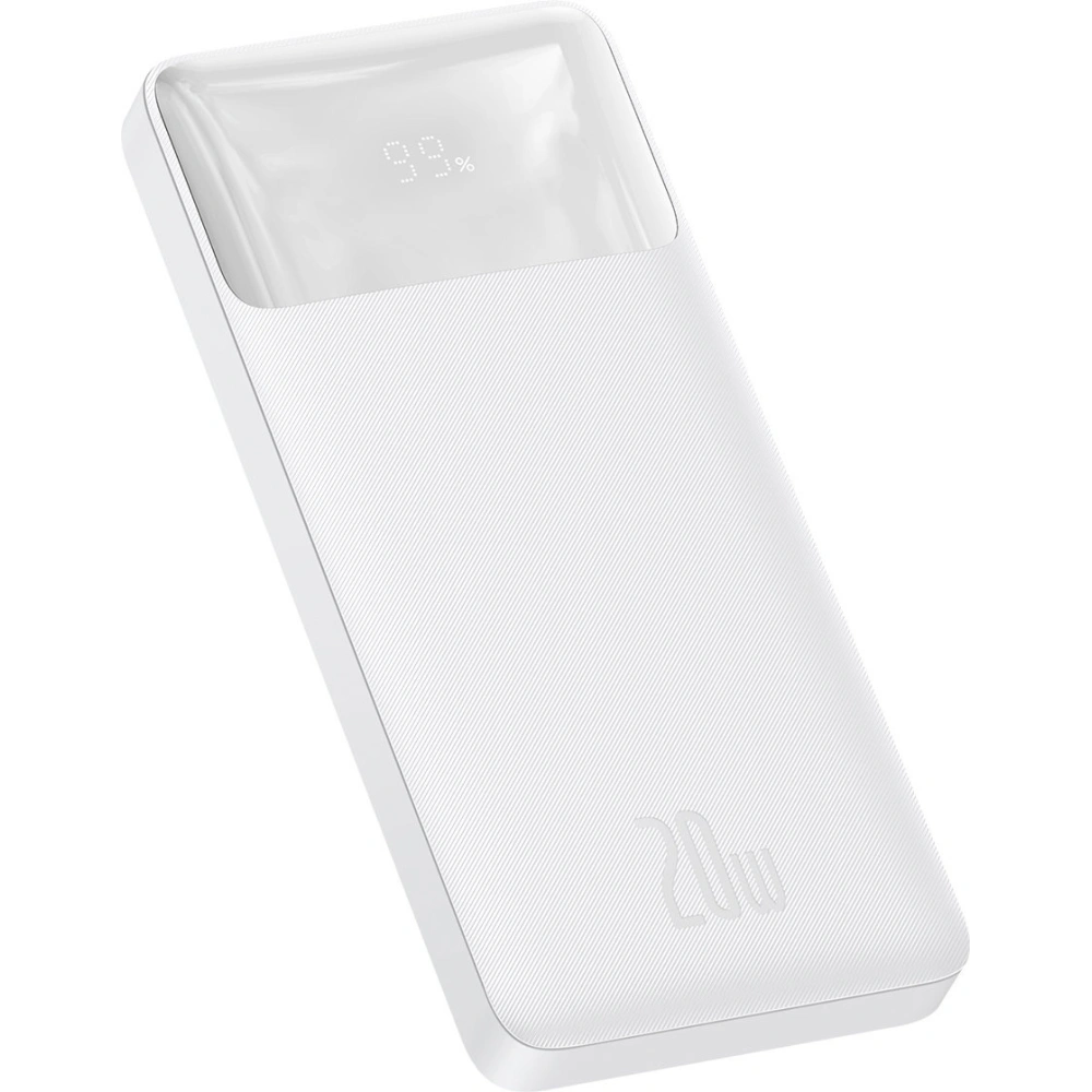 Powerbank Baseus Bipow 10000mAh 20W biały (Overseas Edition) + kabel USB-A/microUSB 0.25m biały