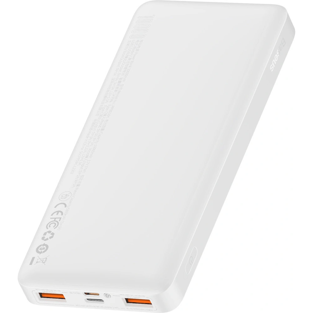 Powerbank Baseus Bipow 10000mAh 20W biały (Overseas Edition) + kabel USB-A/microUSB 0.25m biały