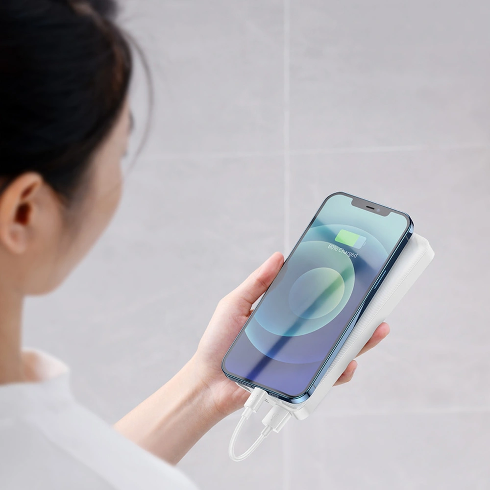 Powerbank Baseus Bipow 10000mAh 20W biały (Overseas Edition) + kabel USB-A/microUSB 0.25m biały