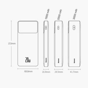 Powerbank Baseus Bipow 20000mAh 20W czarny (Overseas Edition) + kabel USB/microUSB 0.25m czarny
