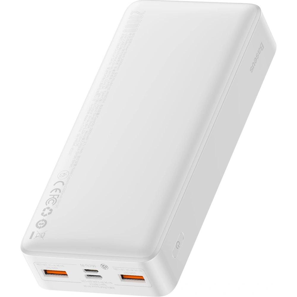 Powerbank Baseus Bipow 20000mAh 20W biały (Overseas Edition) + kabel USB/microUSB 0.25m biały