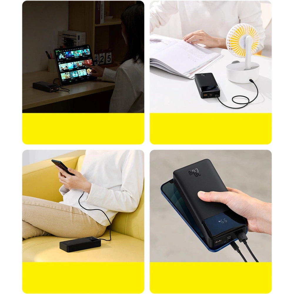 Powerbank Baseus Bipow 20000mAh 20W biały (Overseas Edition) + kabel USB/microUSB 0.25m biały