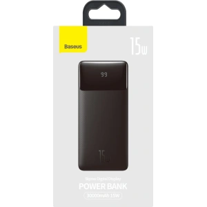 Powerbank Baseus Bipow Display 30000mAh 15W czarny (Overseas Edition) + kabel USB/microUSB 0.25m czarny