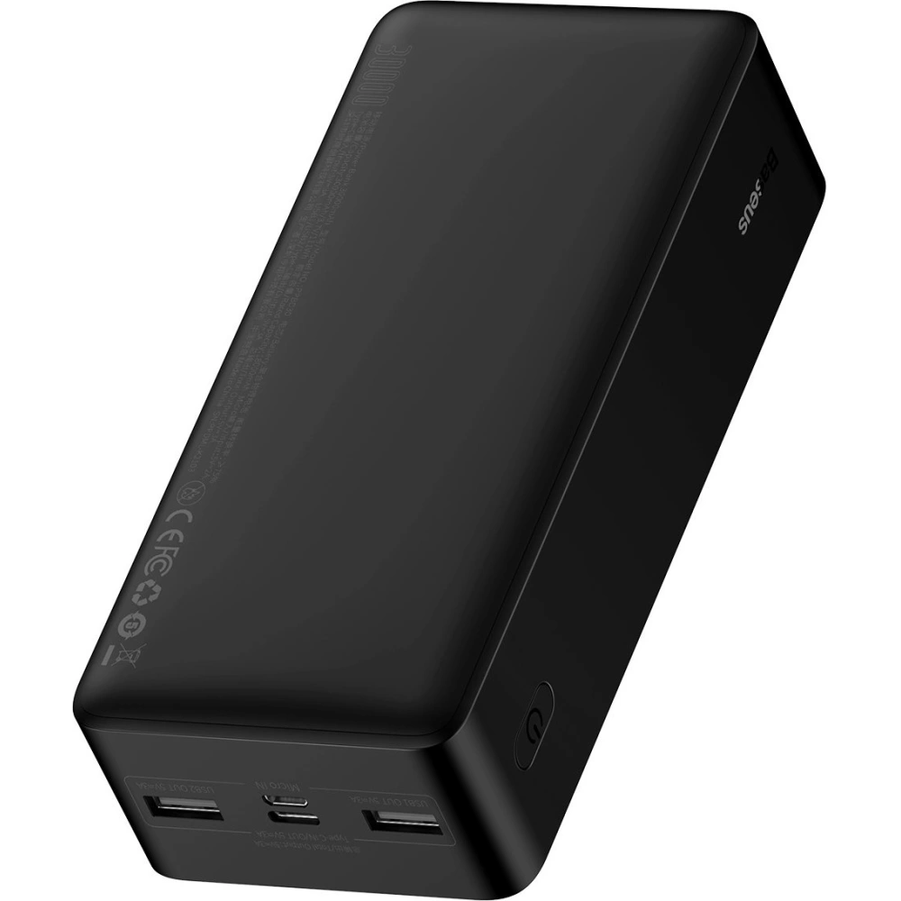 Powerbank Baseus Bipow Display 30000mAh 15W czarny (Overseas Edition) + kabel USB/microUSB 0.25m czarny