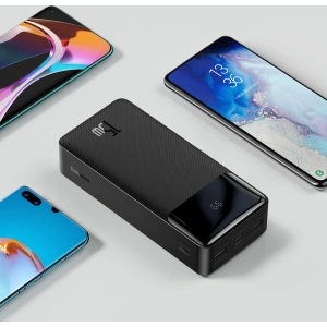 Powerbank Baseus Bipow Display 30000mAh 15W czarny (Overseas Edition) + kabel USB/microUSB 0.25m czarny