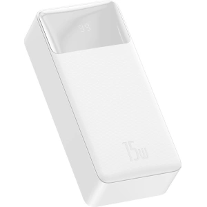 Powerbank Baseus Bipow Display 30000mAh 15W biały (Overseas Edition) + kabel USB/microUSB 0.25m biały