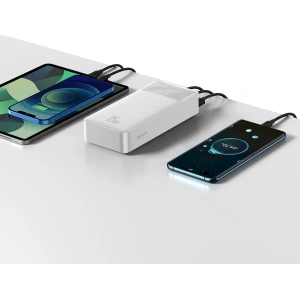 Powerbank Baseus Bipow Display 30000mAh 15W biały (Overseas Edition) + kabel USB/microUSB 0.25m biały