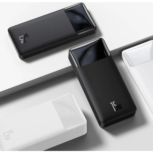 Powerbank Baseus Bipow Display 30000mAh 15W biały (Overseas Edition) + kabel USB/microUSB 0.25m biały