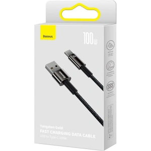 Kabel Baseus Tungsten Gold USB/USB-C 480Mbps 100W 1m černý