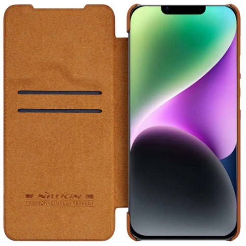Kup Etui Nillkin Qin Leather Pro Apple iPhone 14 brązowy - NLK767 - {ean13} - Sklep Home Screen