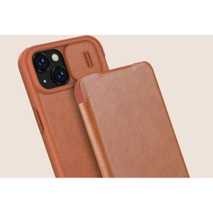 Etui Nillkin Qin Leather Pro Apple iPhone 14 Plus / 15 Plus brązowy