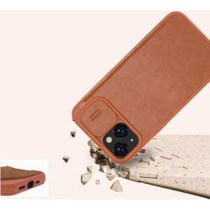 Etui Nillkin Qin Leather Pro Apple iPhone 14 Plus / 15 Plus brązowy