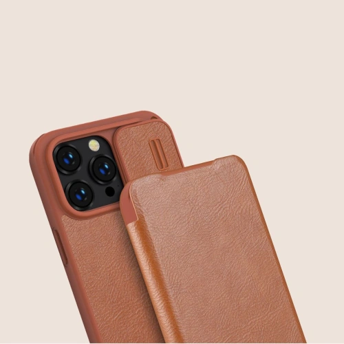 Kup Etui Nillkin Qin Leather Pro Apple iPhone 14 Pro Max brązowy - NLK779 - {ean13} - Sklep Home Screen