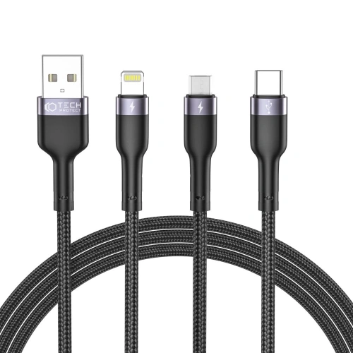 Kup Kabel Tech-Protect Ultraboost 3v1 Lightning/USB-C/microUSB 3A 120cm Černý - THP1604 - {ean13} - Sklep Home Screen
