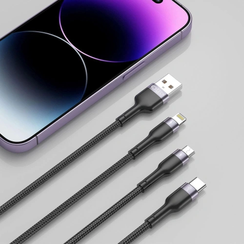 Kup Kabel Tech-Protect Ultraboost 3v1 Lightning/USB-C/microUSB 3A 120cm Černý - THP1604 - {ean13} - Sklep Home Screen