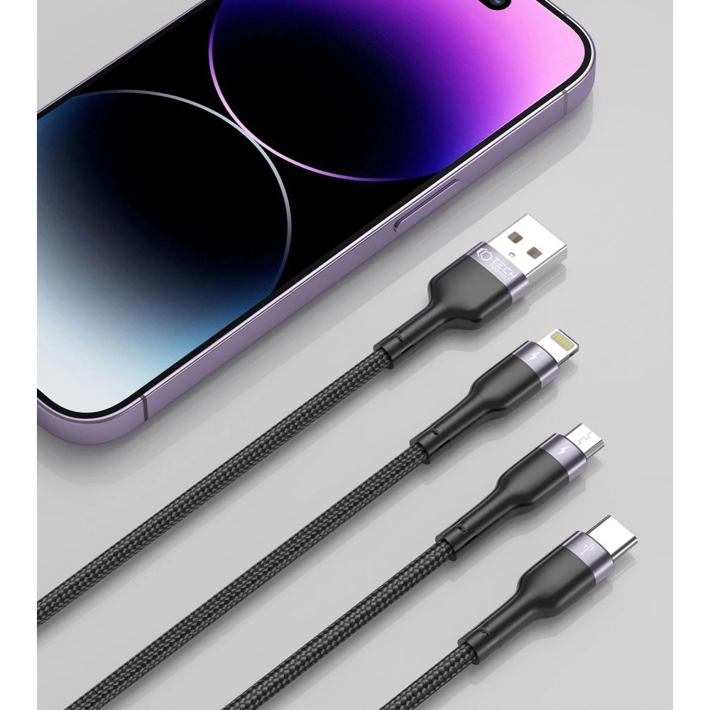 Kabel Tech-Protect Ultraboost 3in1 Lightning/USB-C/microUSB 3A 120cm Black