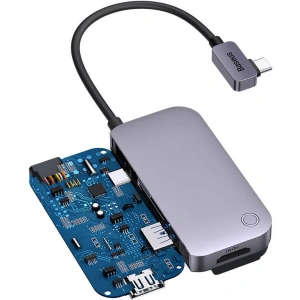 Kup Hub 4in1 Baseus PadJoy Series USB-C zu USB 3.0 + HDMI + USB-C PD + Klinke 3.5mm (Grau) - BSU3700 - {ean13} - Sklep Home Screen
