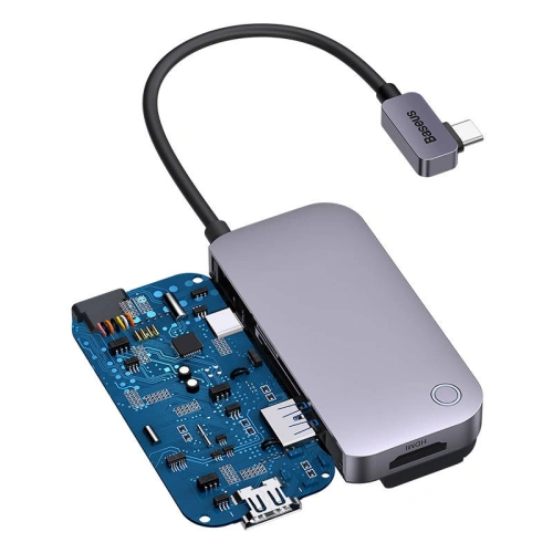 Kup Hub 4in1 Baseus PadJoy Series USB-C zu USB 3.0 + HDMI + USB-C PD + Klinke 3.5mm (Grau) - BSU3700 - {ean13} - Sklep Home Screen
