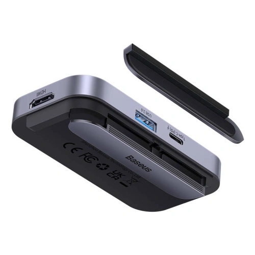 Kup Hub 4in1 Baseus PadJoy Series USB-C zu USB 3.0 + HDMI + USB-C PD + Klinke 3.5mm (Grau) - BSU3700 - {ean13} - Sklep Home Screen