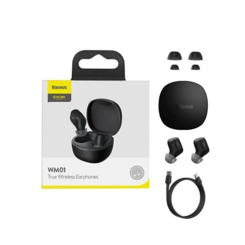 Kup Słuchawki bezprzewodowe TWS Baseus Encok WM01 Bluetooth 5.3 czarne - BSU3707 - {ean13} - Sklep Home Screen
